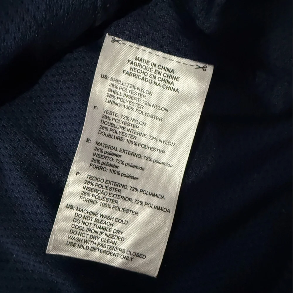 Adidas Navy Windbreaker Jacket Mens Medium Hooded 3 Stripe Zip Up